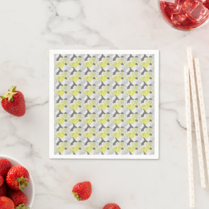 Serviette En Papier Motif de cœurs superposés jaune et gris