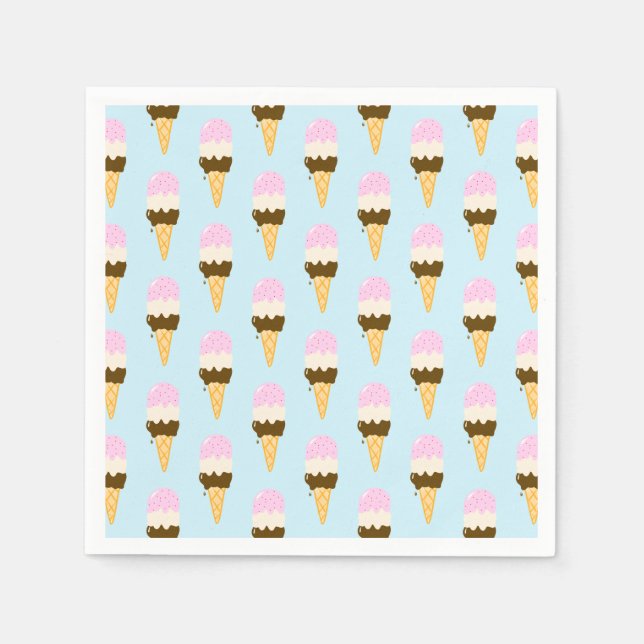 Serviette En Papier Motif de cône de glace napolitain (Devant)