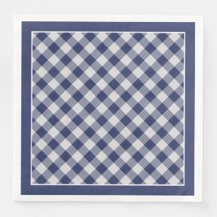 Serviette En Papier Motif de contrôles de guingan de bleu marine pour