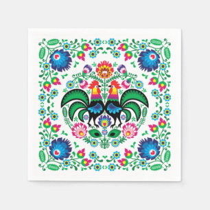 Serviette En Papier Motif de coq polonais carré