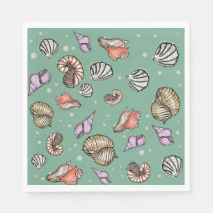 Serviette En Papier Motif de coquillages sur papier serviettes