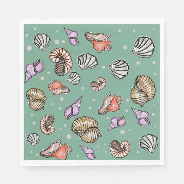 Serviette En Papier Motif de coquillages sur papier serviettes (Devant)