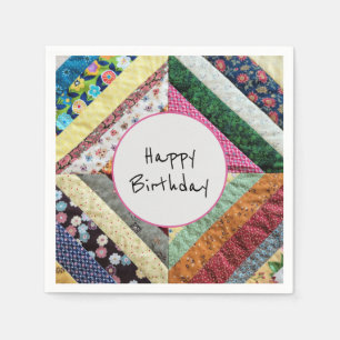 Serviette En Papier Motif de courtepointe artisanal Anniversaire