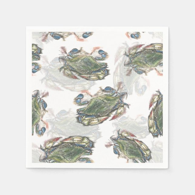Serviette En Papier Motif de crabe bleu (Devant)