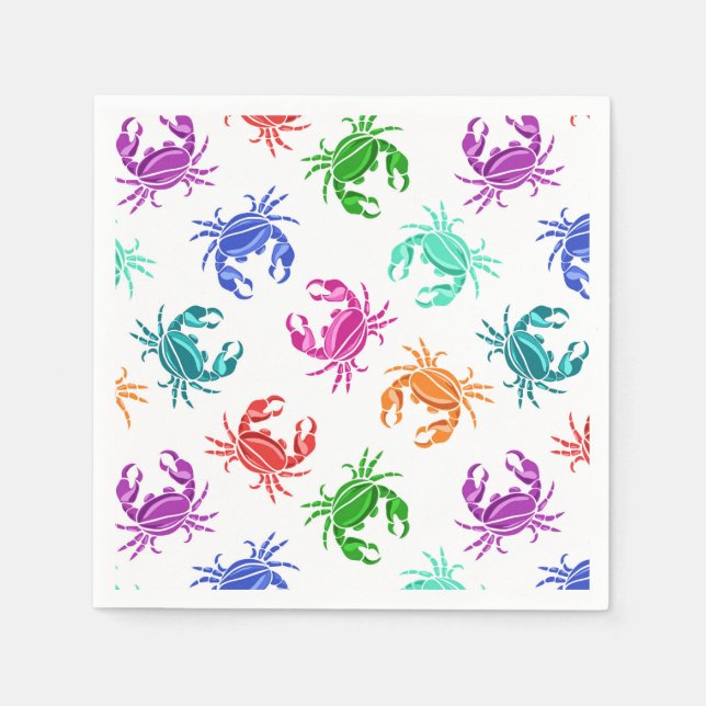 Serviette En Papier Motif De Crabes (Devant)