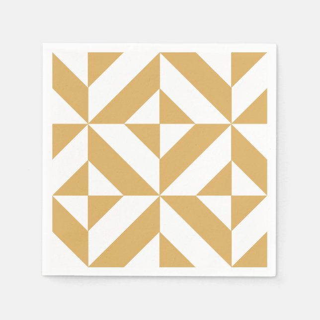 Serviette En Papier Motif de déco géométrique or (Devant)