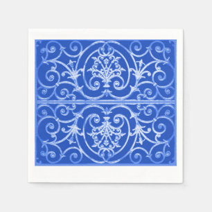 Serviette En Papier Motif de défilement bleu royal