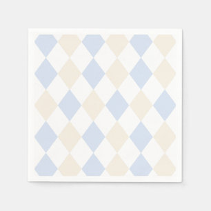 Serviette En Papier Motif de diamant classique simple bleu beige éléga