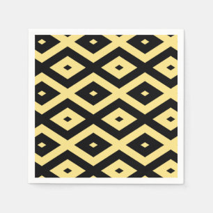 Serviette En Papier Motif de diamant jaune citron et noir