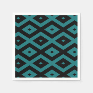 Serviette En Papier motif de diamants turquoise et noir