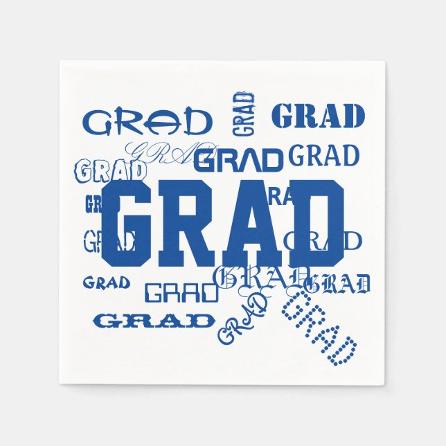 Serviette En Papier Motif de diplôme Bleu Blanc Couleurs de l'école (Devant)