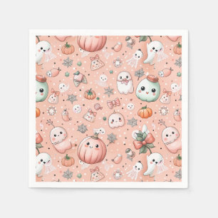 Serviette En Papier Motif de doodle Halloween avec des fantômes et des