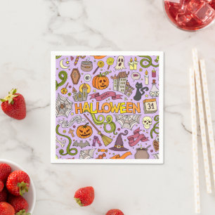 Serviette En Papier Motif de doodle Halloween mignon
