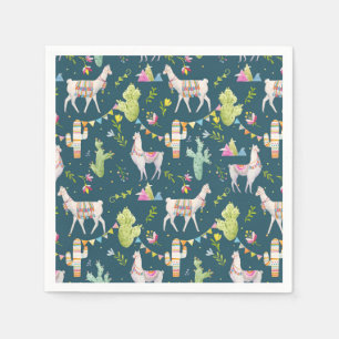 Serviette En Papier Motif de drapeau de lama d'aquarelle