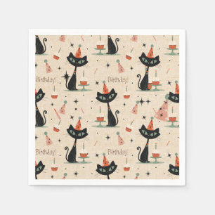 Serviette En Papier     Motif de fête d'anniversaire pour chat atomiqu