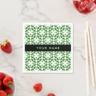 Serviette En Papier Motif de feuille, feuilles vertes, votre nom