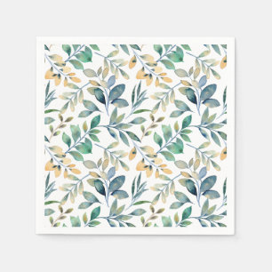 Serviette En Papier Motif de feuille verte et jaune à l'aquarelle fraî
