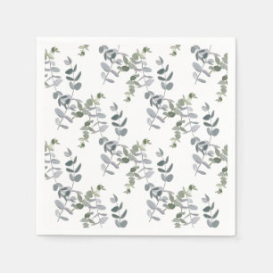Serviette En Papier Motif de feuilles d'eucalyptus vert sauge élégant