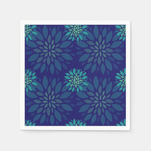 Serviette En Papier Motif de feuilles florales bleu marine et vert mod