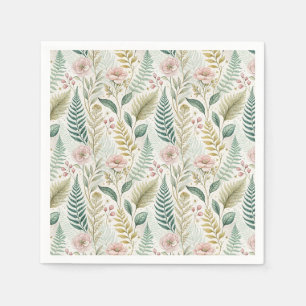 Serviette En Papier Motif de fleur botanique florale rose peint à la m