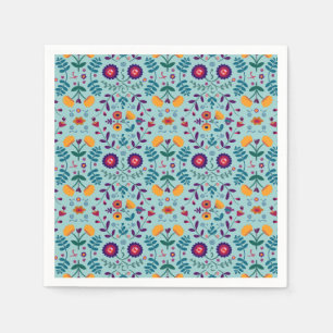 Serviette En Papier Motif de fleurs d'art populaire joli