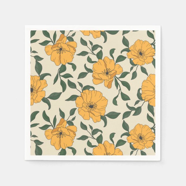 Serviette En Papier Motif de fleurs de crapaud orange (Devant)