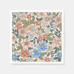 Serviette En Papier Motif de fleurs du jardin de corail