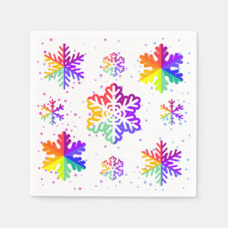 Serviette En Papier motif de flocons arc-en-ciel