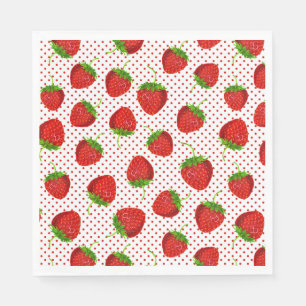 Serviette En Papier Motif de fraises et de points rouges