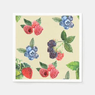 Serviette En Papier Motif de framboise d'aquarelle
