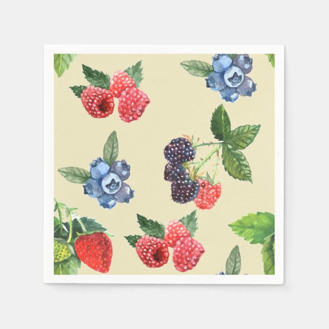 Serviette En Papier Motif de framboise d'aquarelle (Devant)
