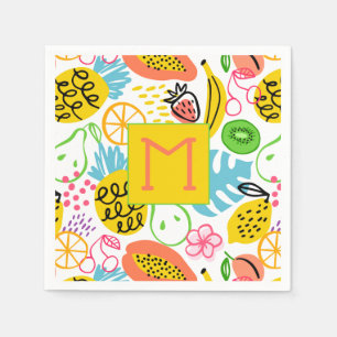 Serviette En Papier Motif de fruits d'été monogramme