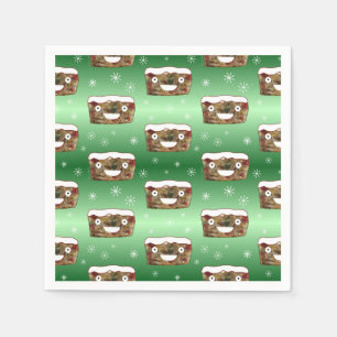 Serviette En Papier Motif de gâteau de Noël drôle vert