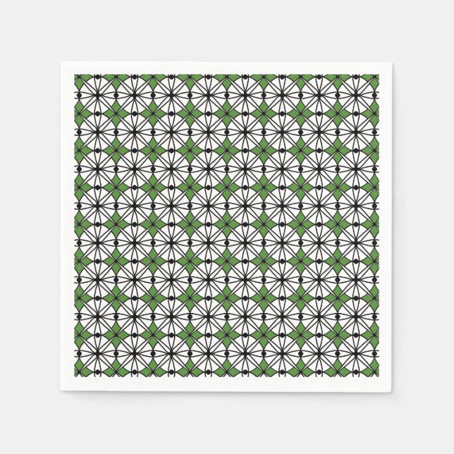 Serviette En Papier Motif de géométrie verte (Devant)
