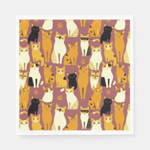 Serviette En Papier Motif de Ginger, Chats noirs et blancs