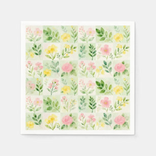 Serviette En Papier Motif de grille florale à l'aquarelle