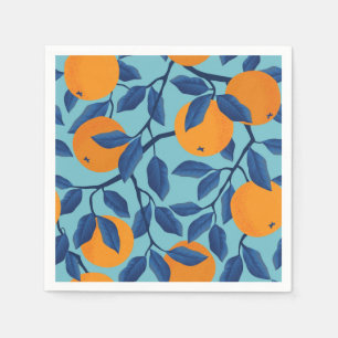 Serviette En Papier Motif de la branche orange bleue