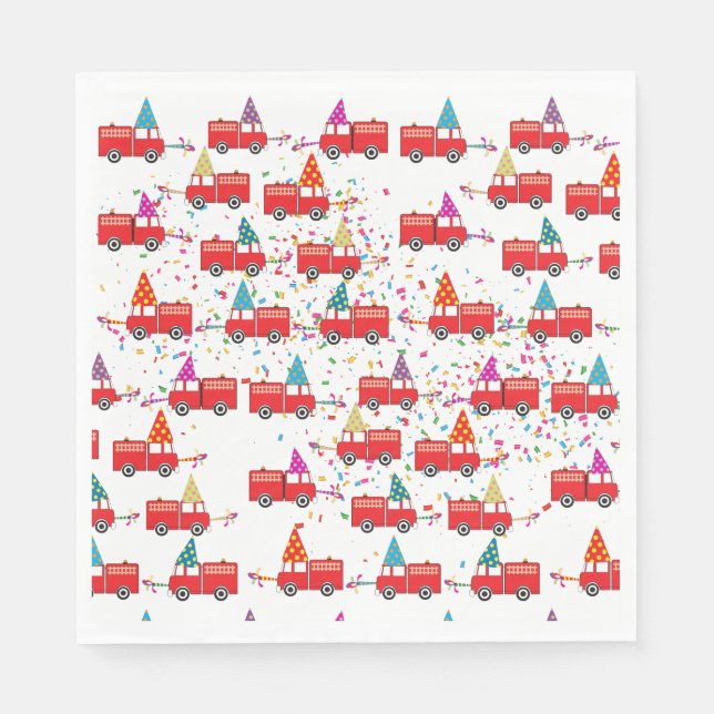 Serviette En Papier Motif de la Fête du Camion Rouge (Devant)