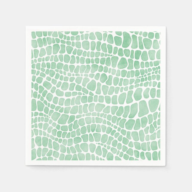 Serviette En Papier Motif de la peau de crocodile de couleur verte (Devant)