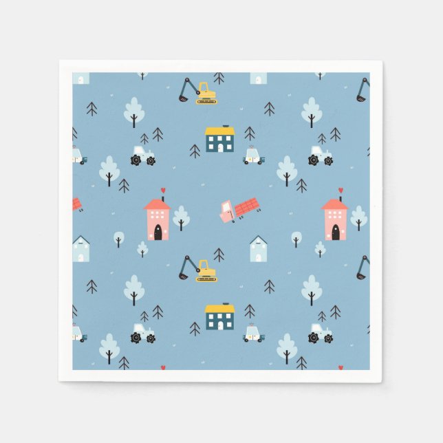 Serviette En Papier Motif de la scène du Doodle Town (Devant)