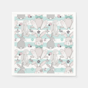 Serviette En Papier Motif de lapins de printemps