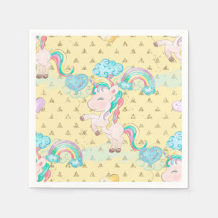Serviette En Papier Motif de licorne magique jaune clair