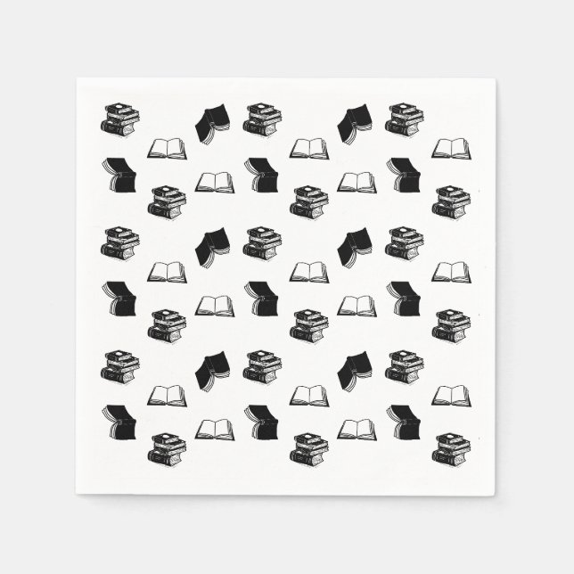 Serviette En Papier Motif de livre bibliophile moderne (Devant)