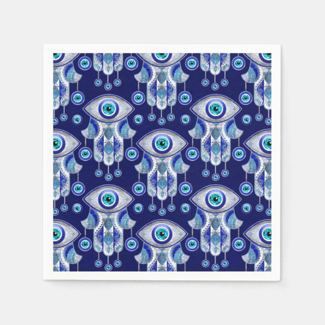 Serviette En Papier Motif de l'oeil maléfique Hamsa (Devant)