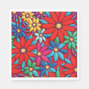 Serviette En Papier Motif de Marguerite Brodé