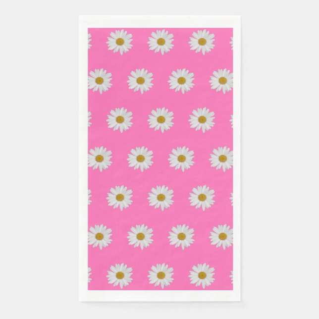 Serviette En Papier Motif de marguerite rose chaud (Devant)