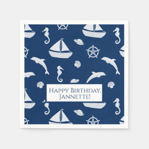 Serviette En Papier Motif de navigation et de vie marine