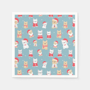 Serviette En Papier Motif de Noël de Bulldog français