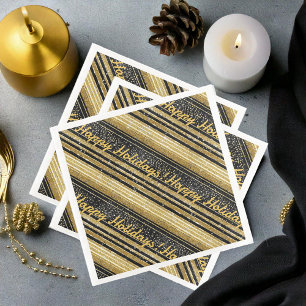 Serviette En Papier Motif de Noël en or noir #28 ID1009