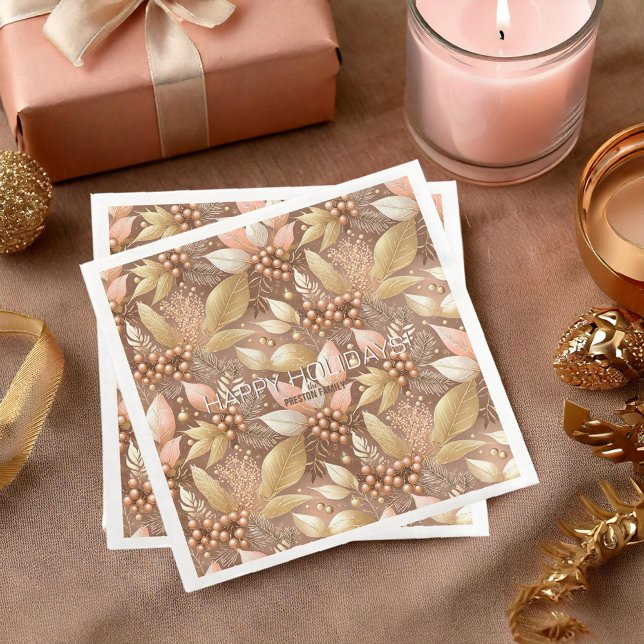 Serviette En Papier Motif de Noël en or rose #8 ID1009 (Créateur téléchargé)